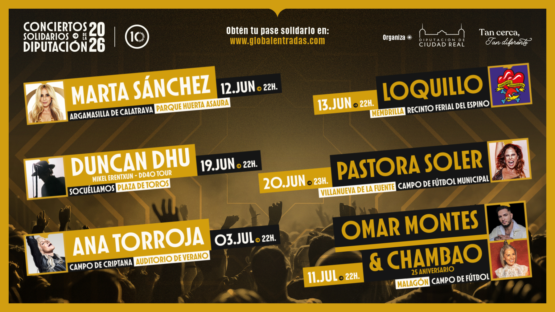Los Conciertos Solidarios de la Diputación de Ciudad Real quedan aplazados por materia legal