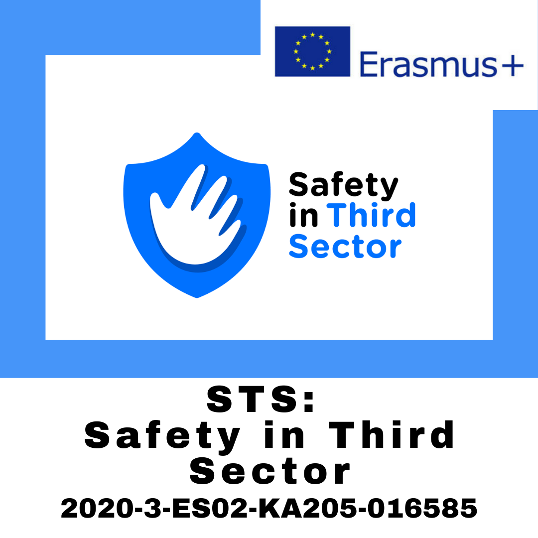 Logo STS. Texto: Safety in Third Sector 2020-3-ES02-KA205-016585