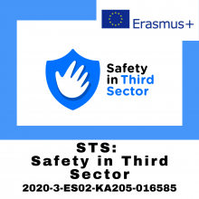 Logo STS. Texto: Safety in Third Sector 2020-3-ES02-KA205-016585
